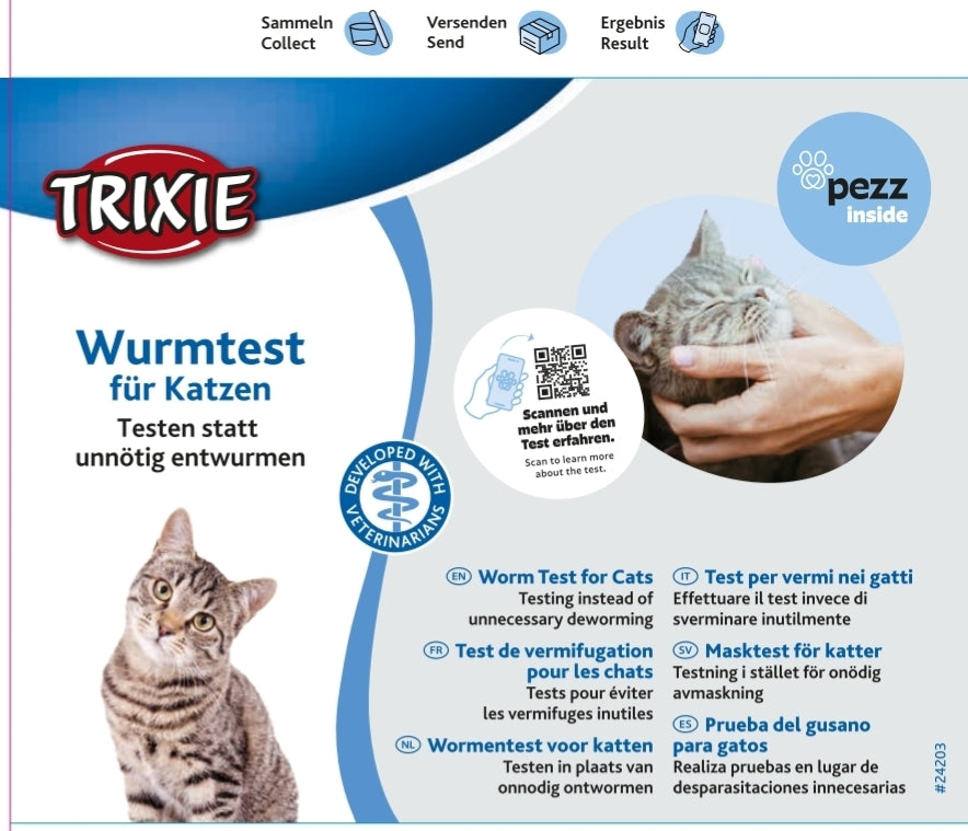 PezzLife Worm Test for Cats – Home Parasite Test Kit for Roundworms, Whipworms, Hookworms, Coccidia & Giardia