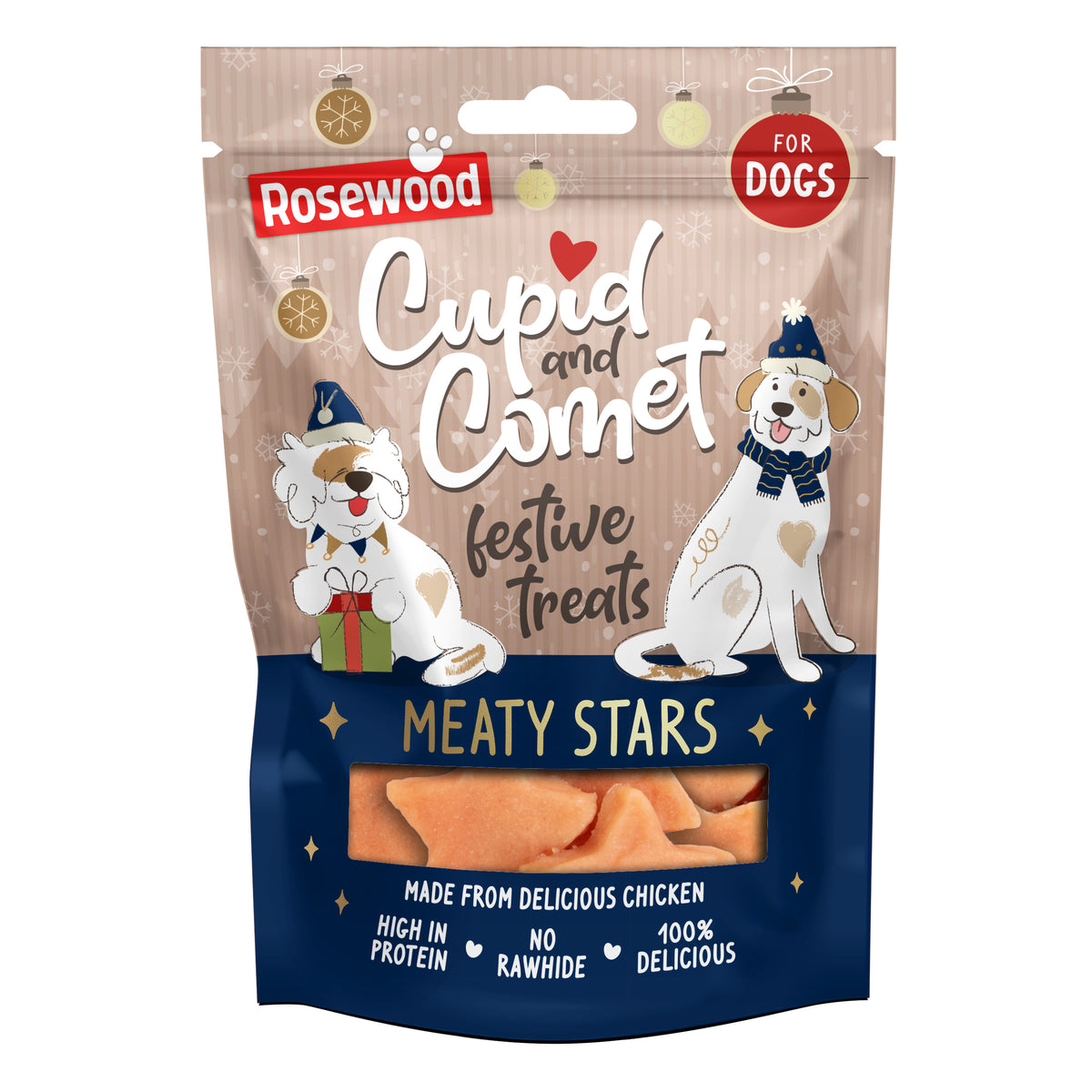 Chicken Meaty Stars 100g ⭐ Christmas Dog Treats by Cupid & Comet