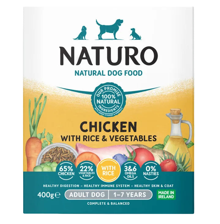 Naturo Chicken with Rice & Vegetables 🐔 Gluten Free Wet Dog Food Tray 400g