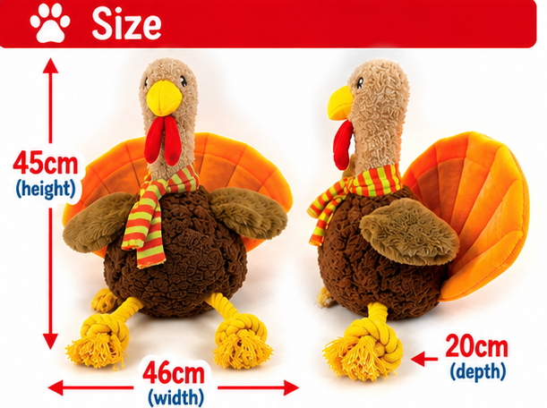 Jumbo Tommy Turkey 🦃 Plush Christmas Dog Toy by Happy Pet