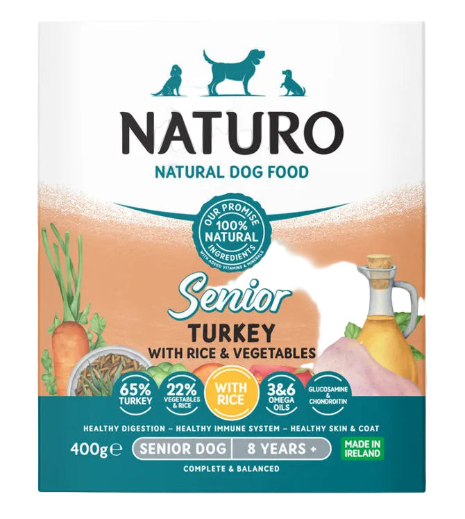 Naturo Senior Turkey with Rice & Vegetables 🦃 Gluten Free Wet Dog Food Tray - 400g