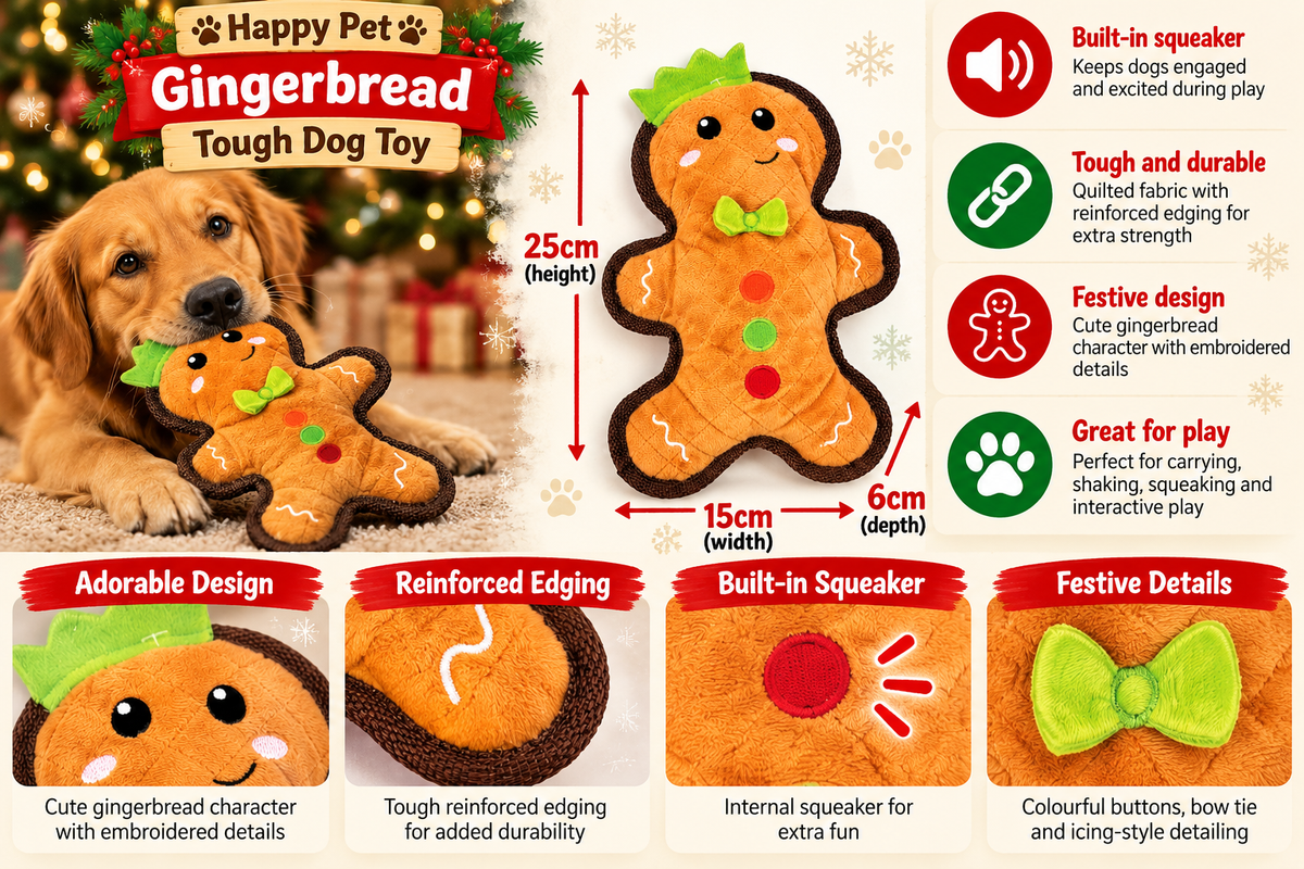 Gingerbread Tough 🍬Christmas Dog Toy by Happy Pet