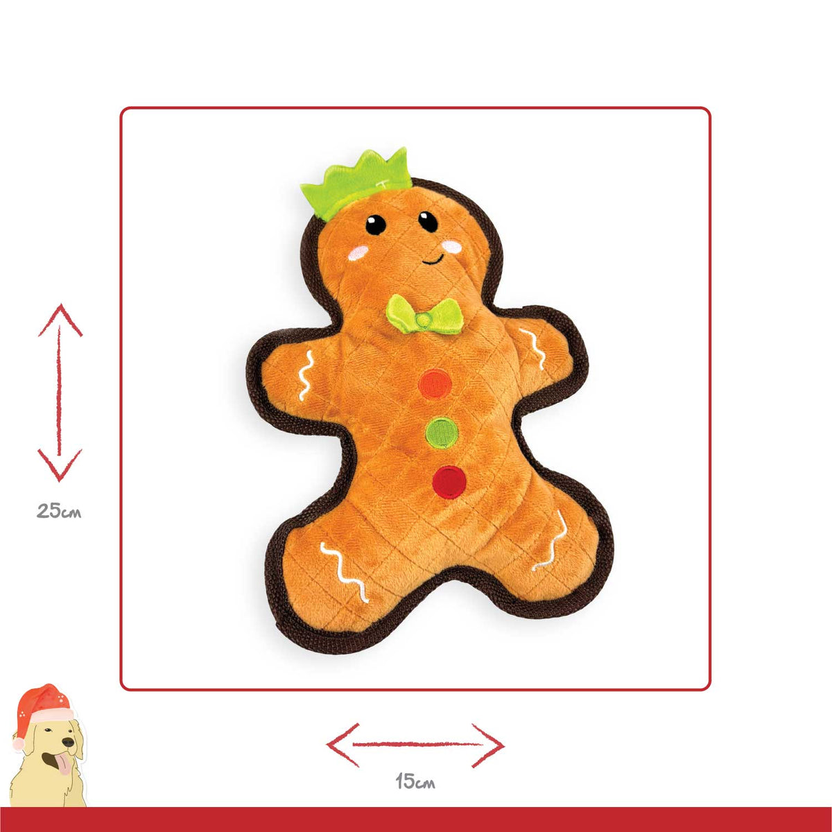 Gingerbread Tough 🍬Christmas Dog Toy by Happy Pet
