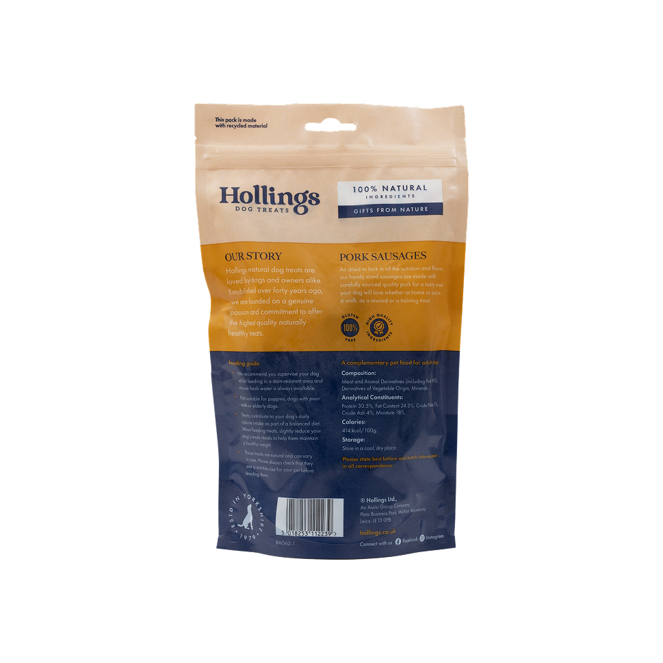 Hollings Gourmet Sausages for Dogs 🐮 Pork Natural Treats