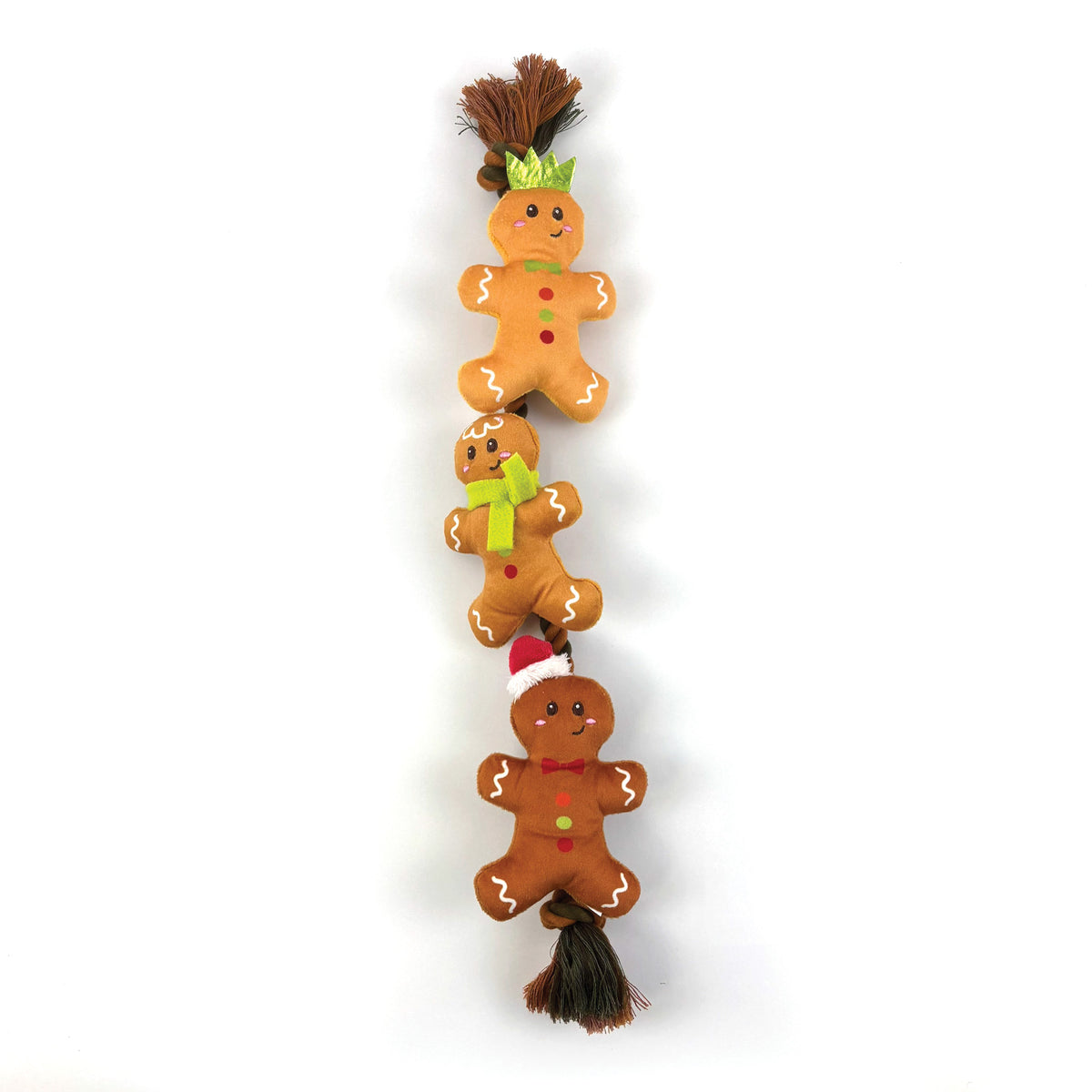 String of Gingerbread 🎄 Christmas Rope Dog Toy by Happy Pet