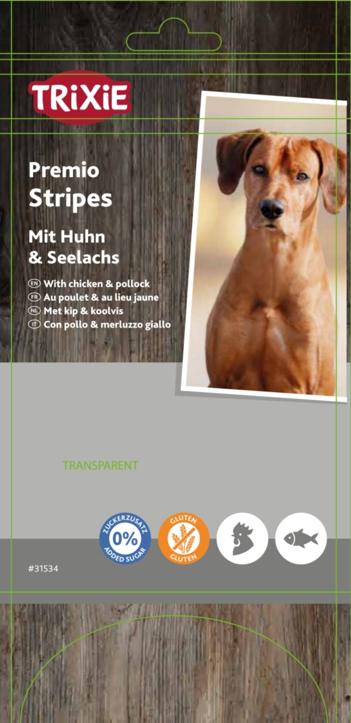 Premio Chicken & Pollock Stripes Gluten Free Dog Treats by Trixie - 100g