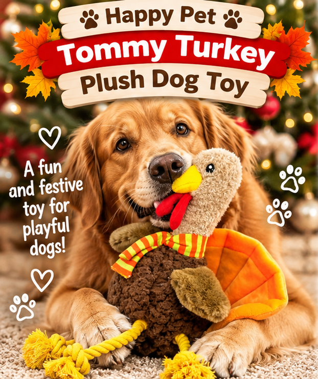 Tommy Turkey 🦃 Plush Christmas Dog Toy by Happy Pet