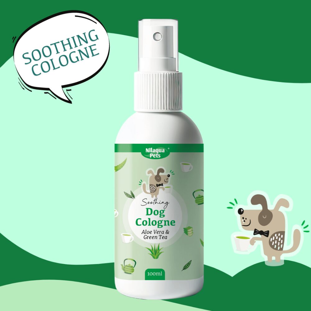 Dog Cologne Spray bottle, green colour, aloe and green tea fragrance