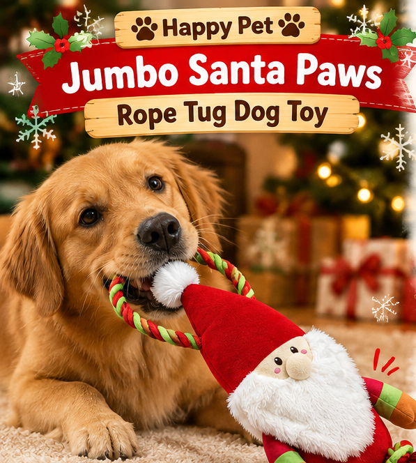 Jumbo Santa Paws Rope 🧑‍🎄 Christmas Tug Dog Toy by Happy Pet