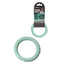 Two mint green dog toys with a packaging label on a white background