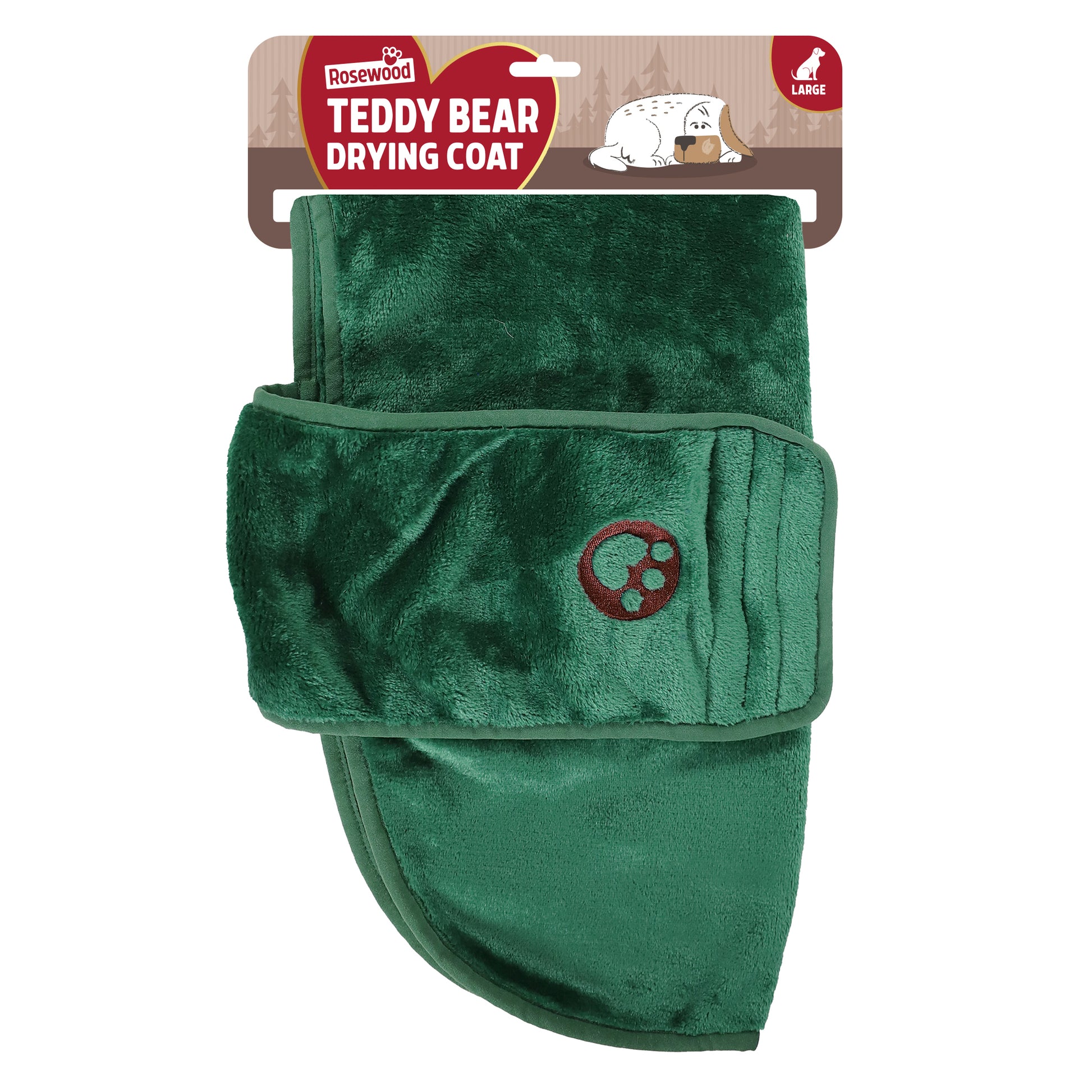 Dog green teddy bear drying robe towel