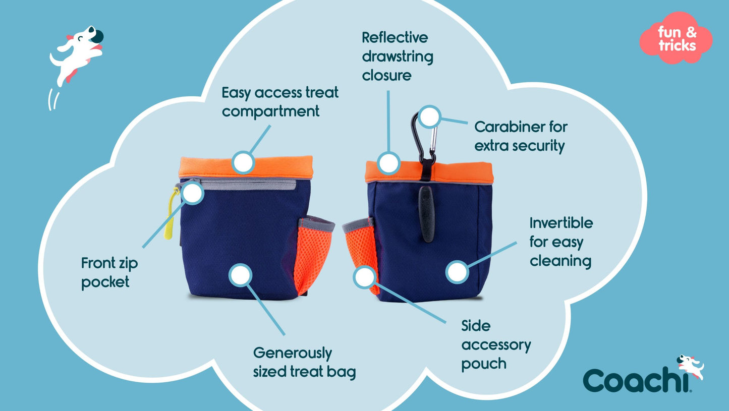 Coachi | Dog Train & Treat Bag - Navy & Coral