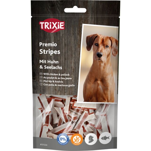 Premio Chicken & Pollock Stripes Gluten Free Dog Treats by Trixie - 100g