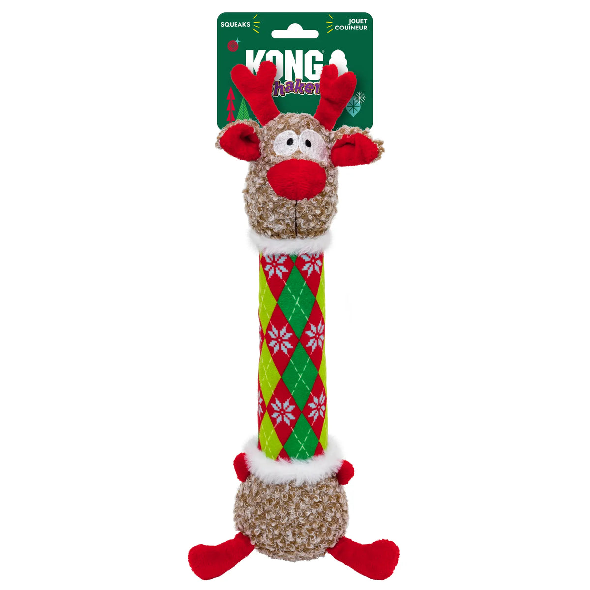Kong Holiday Shakers Argyle Reindeer Medium 🦌 Christmas Dog Toy