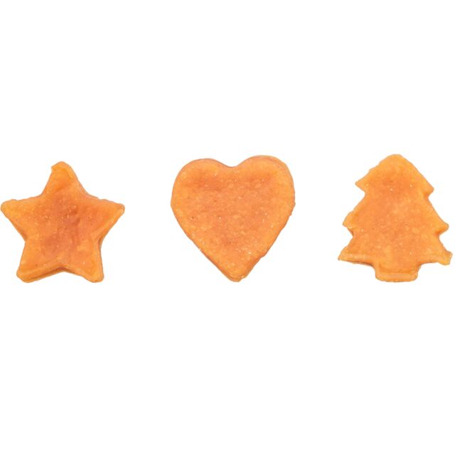 Dog treats in star, heart and Christmas tree shapes