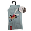 Light blue dog sweater with hedgehog design on a hanger, featuring a visible brand tag.