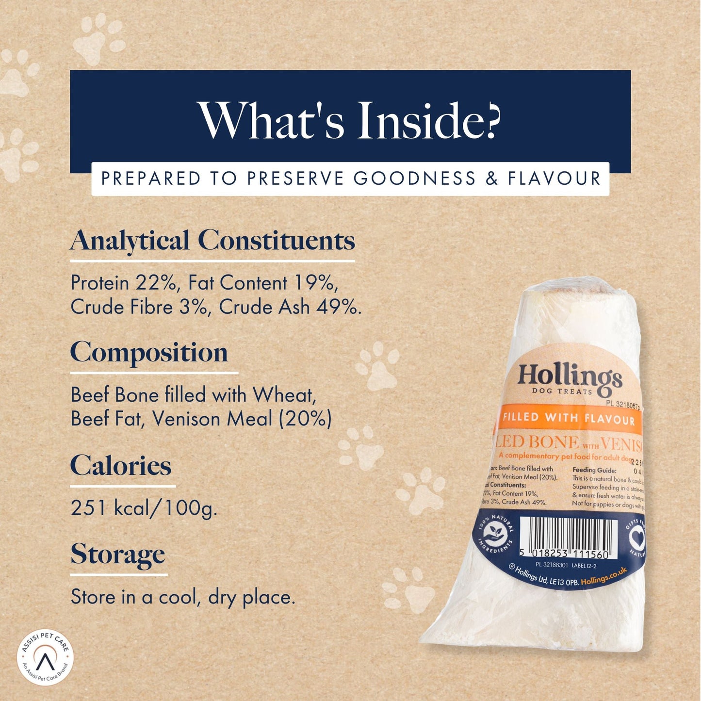 Hollings Venison Filled Beef Bone for Dogs 🦌🐮 Natural Treat