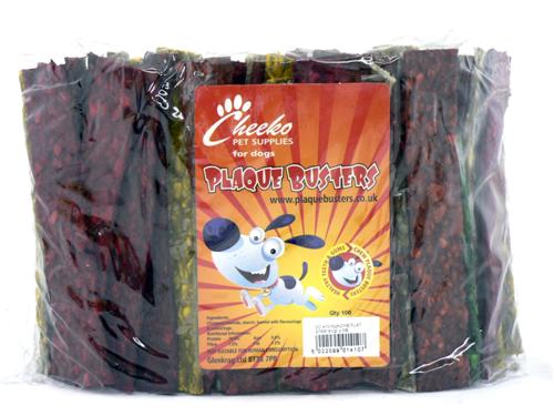 Cheeko Plaque Busters Flat Munchie Strips Assorted 6.5" (Pack of 100)