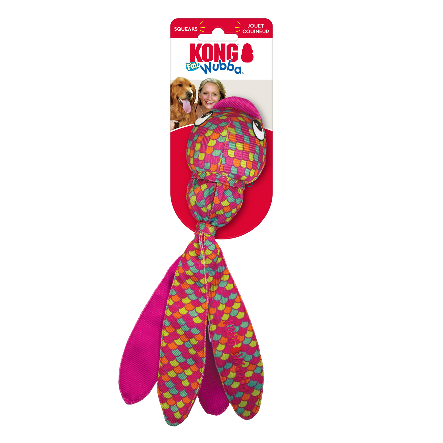 KONG | Floppy Tails Character Ball Dog Toy | Wubba Finz - Pink