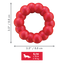 Red KONG dog toy with dimensions and weight capacity on a white background