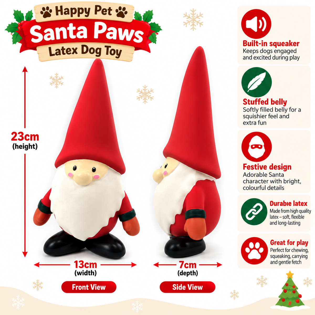 Santa Paws Latex 🧑‍🎄 Dog Toy by Happy Pet