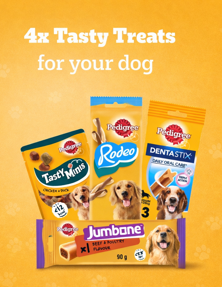 Short Dated Special Offer 🔥 Pedigree Dog Treats Mega Packs with Jumbone, Dentastix, Rodeo & Tasty Minis