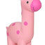 Pink giraffe-shaped dog toy on a white background