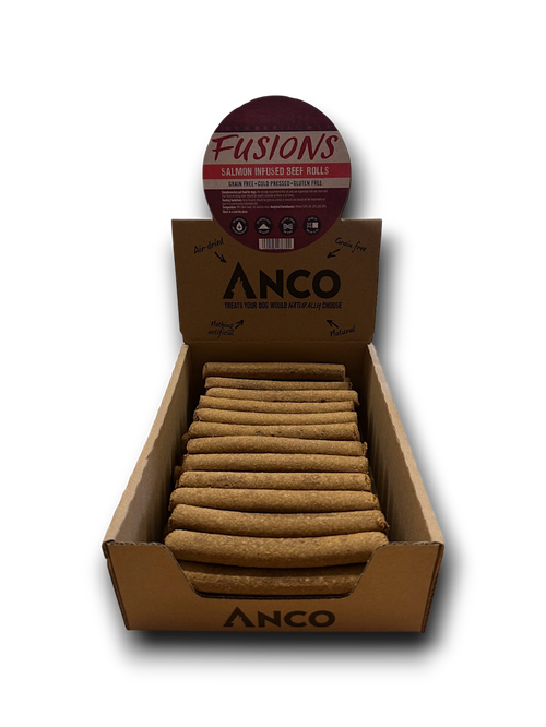 Anco Fusions Salmon Infused Beef Rolls High-Protein, Meaty Dog Chew Treat
