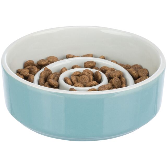 Trixie Slow Feeding Ceramic Dog Bowl Anti-Gulp Spiral Design
