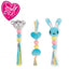 Two puppy toys with animal faces and colorful bodies on a white background, featuring the Small Bites logo.