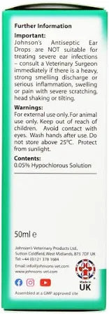 Johnson's Hypoallergenic Ear Drops | Dog, Cat & Small Pet (50ml)